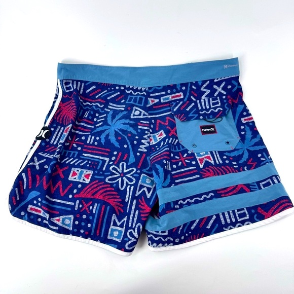 Hurley Phantom Blue and Red Graphic Swim Shorts - Picture 4 of 10